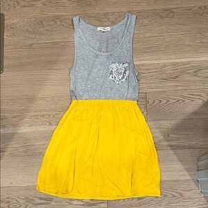 Rewind Gray and Yellow Mini Dress with Sparkle Detail